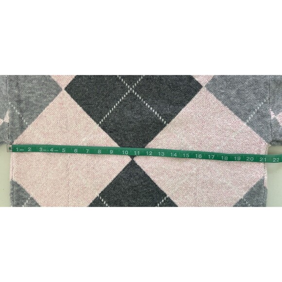 Merokeety Women’s Pink Gray Argyle Cardigan Preppy Academia Cottagecore Sz M NWT - Picture 7 of 8